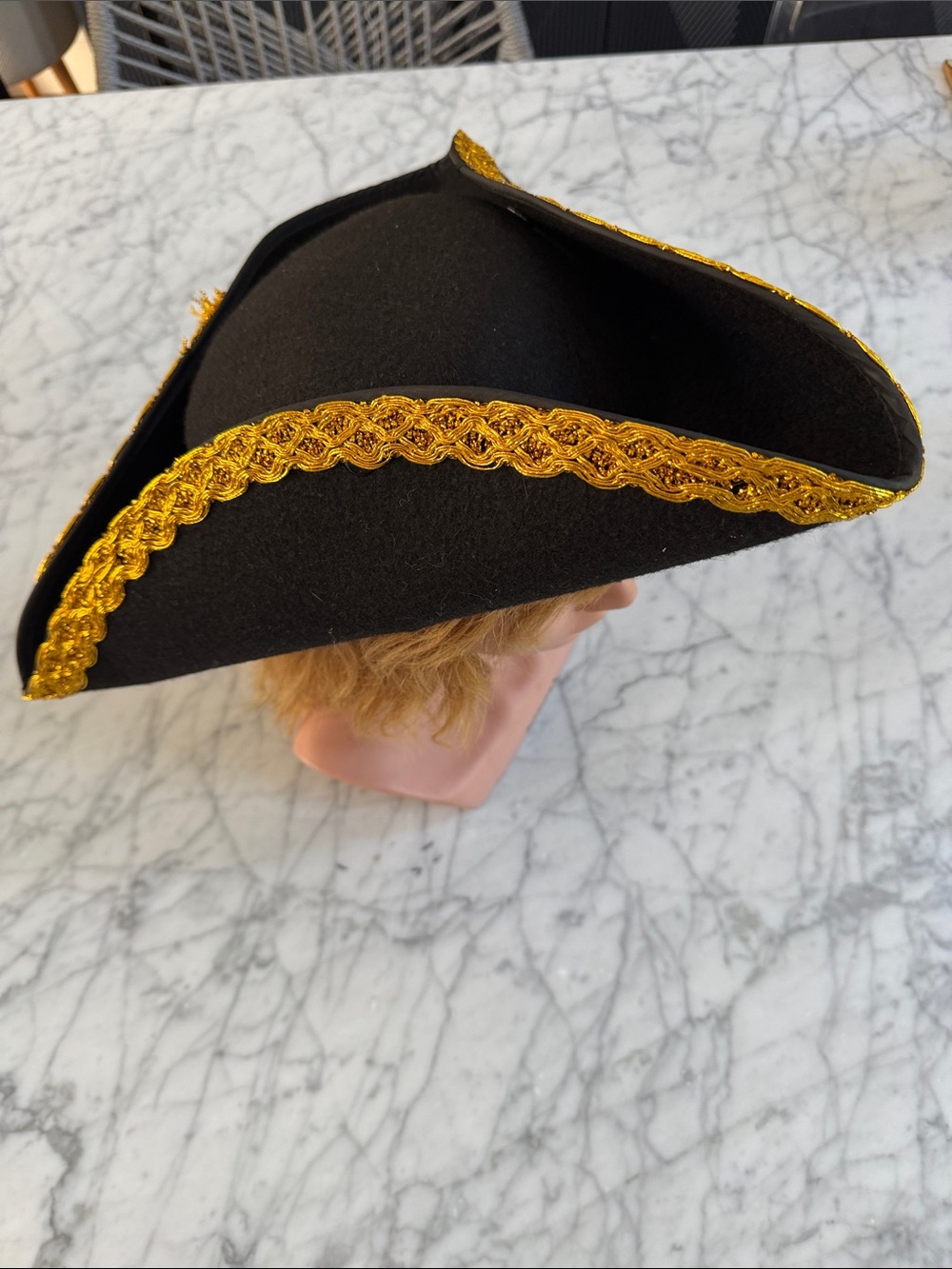 Black & Gold Womens Pirate Buccaneer Hat Costume Accessory OSFM